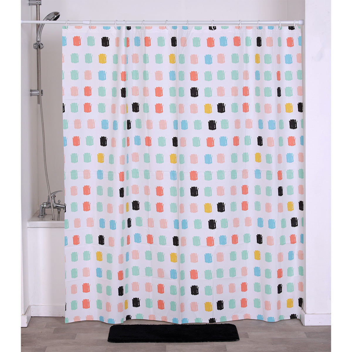 Perdea Duș PEVA 180x180 Cm + 12 Inele Albe Perdea - Leon