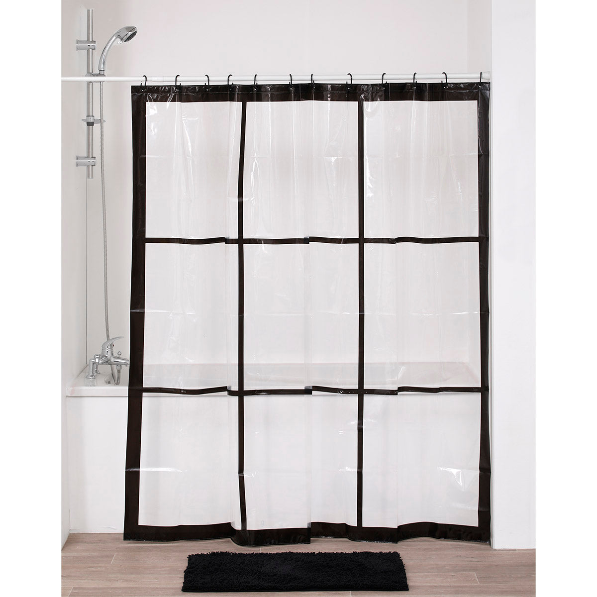 Perdea Duș Transparentă PEVA 180x180 Cm - Alb Neo Retro