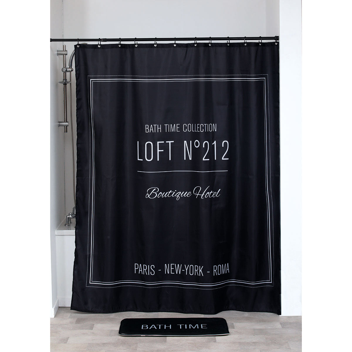 Perdea Duș Poliester 180X200 Cm Negru - Black Neo Retro