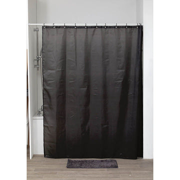 Perdea Duș Poliester 180x200 Cm + 12 Inele PP Perdea - Negru