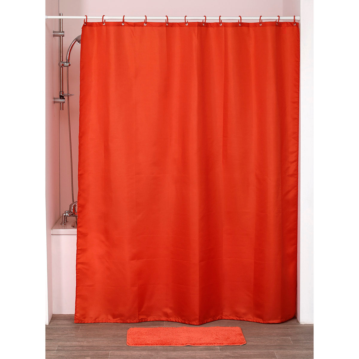 Perdea Duș Poliester 180x200 Cm + 12 Inele PP Perdea - Portocaliu