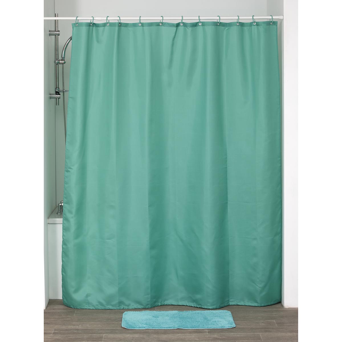 Perdea Duș Poliester 180x200 Cm + 12 Inele PP Perdea - Verde Caraibean