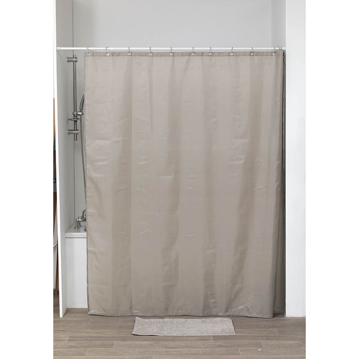 Perdea Duș Poliester 180x200 Cm + 12 Inele PP Perdea - Taupe
