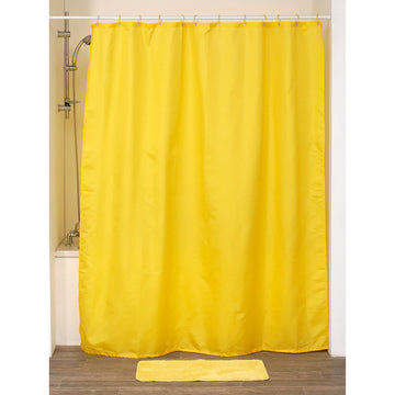 Perdea Duș Poliester 180x200 Cm + 12 Inele PP Perdea - Galbenă