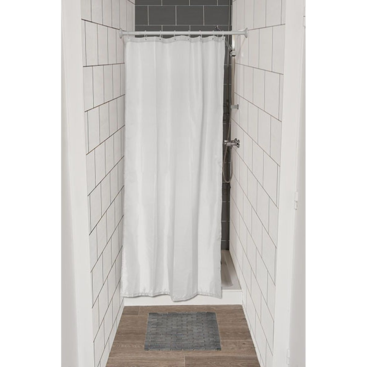 Perdea Duș Poliester 120x180 Cm + 8 Inele PP Perdea - Alb