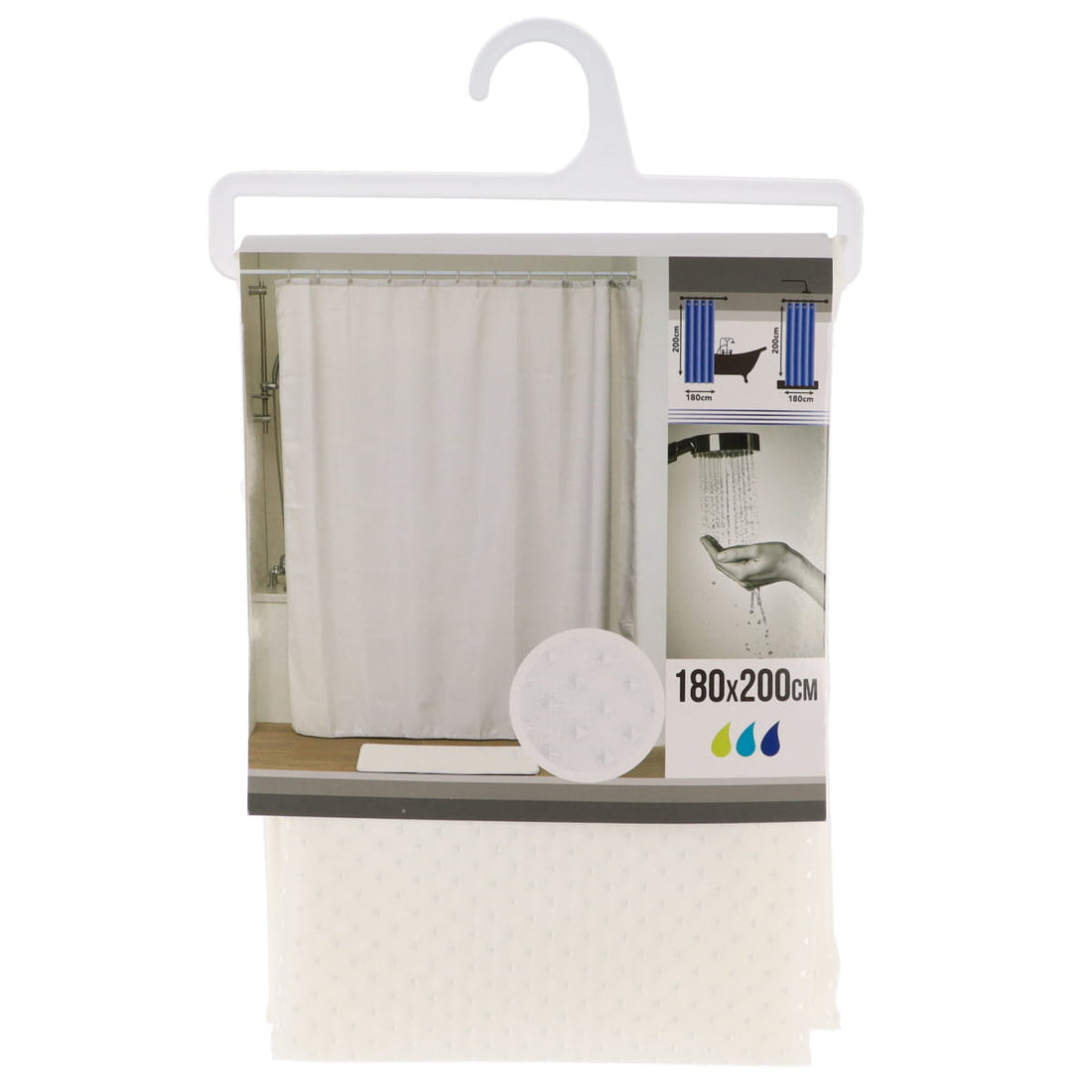 Perdea Duș Poliester Design Diamant 180x200 Cm - Albă