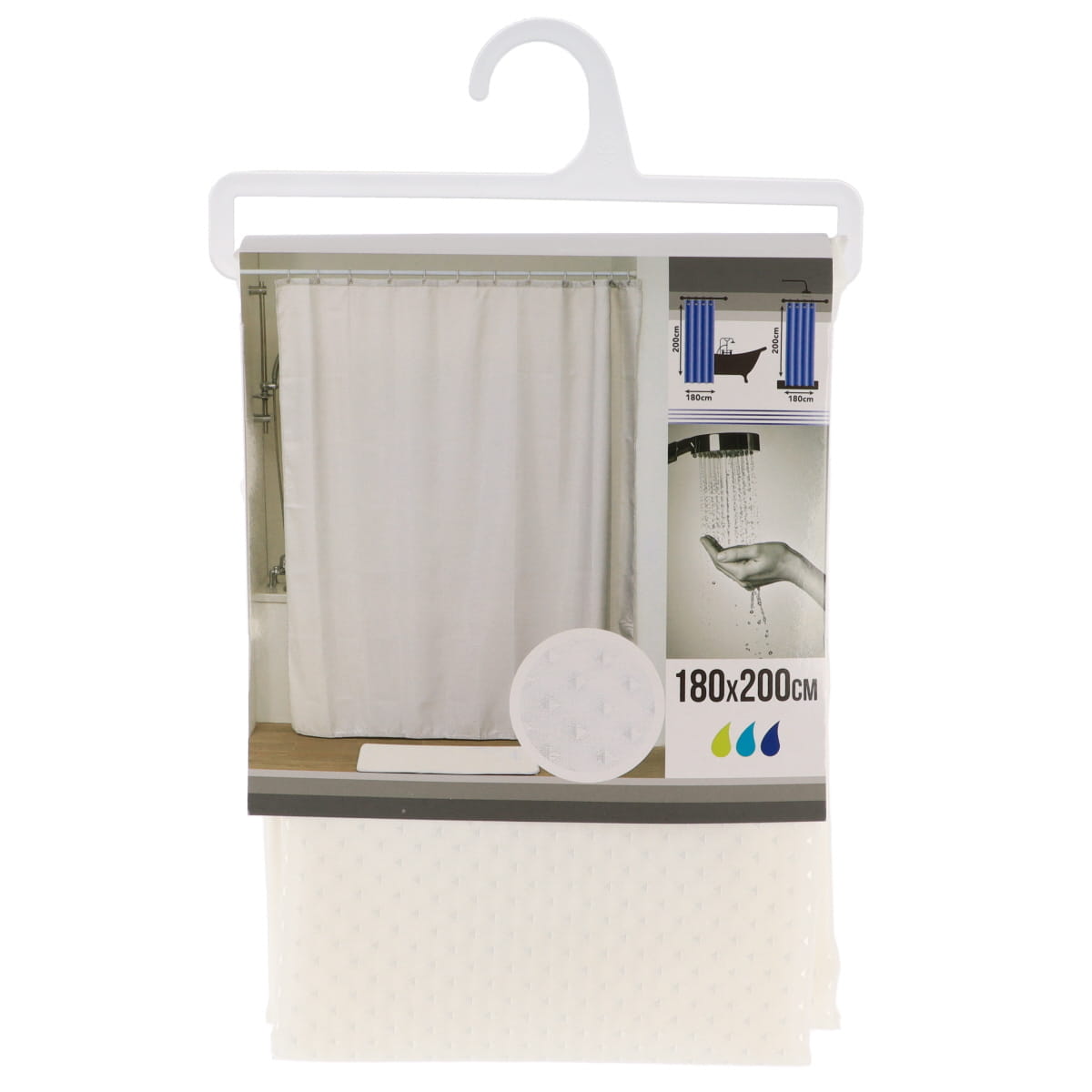 Perdea Duș Poliester Design Diamant 180x200 Cm - Albă