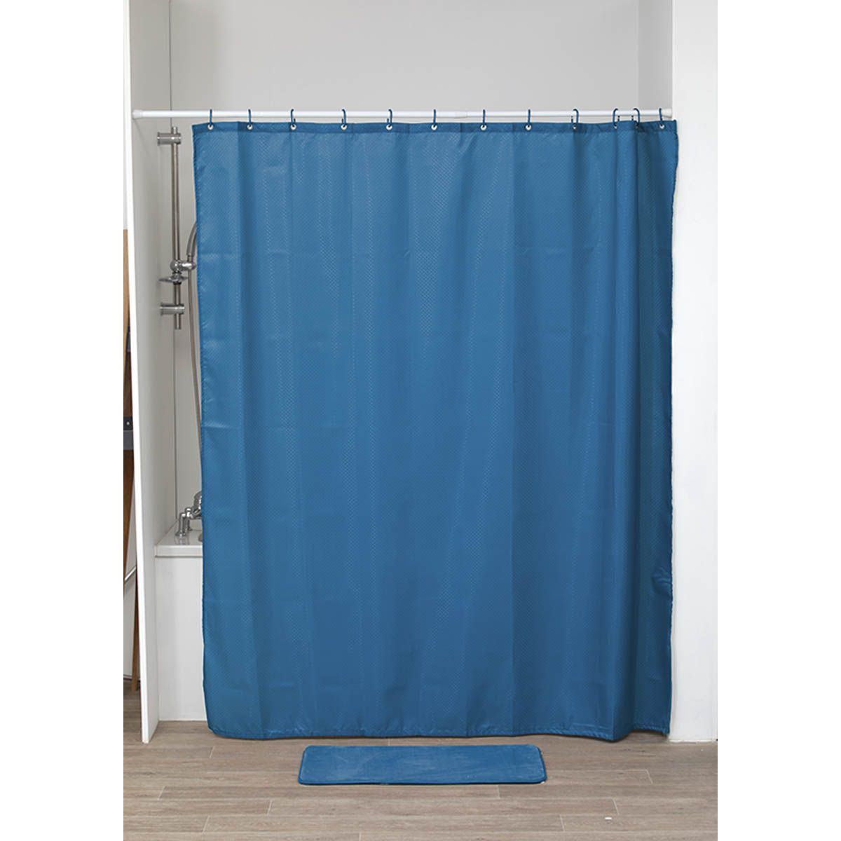 Perdea Duș Poliester Design Diamant 180x200 Cm - Albastru Păun