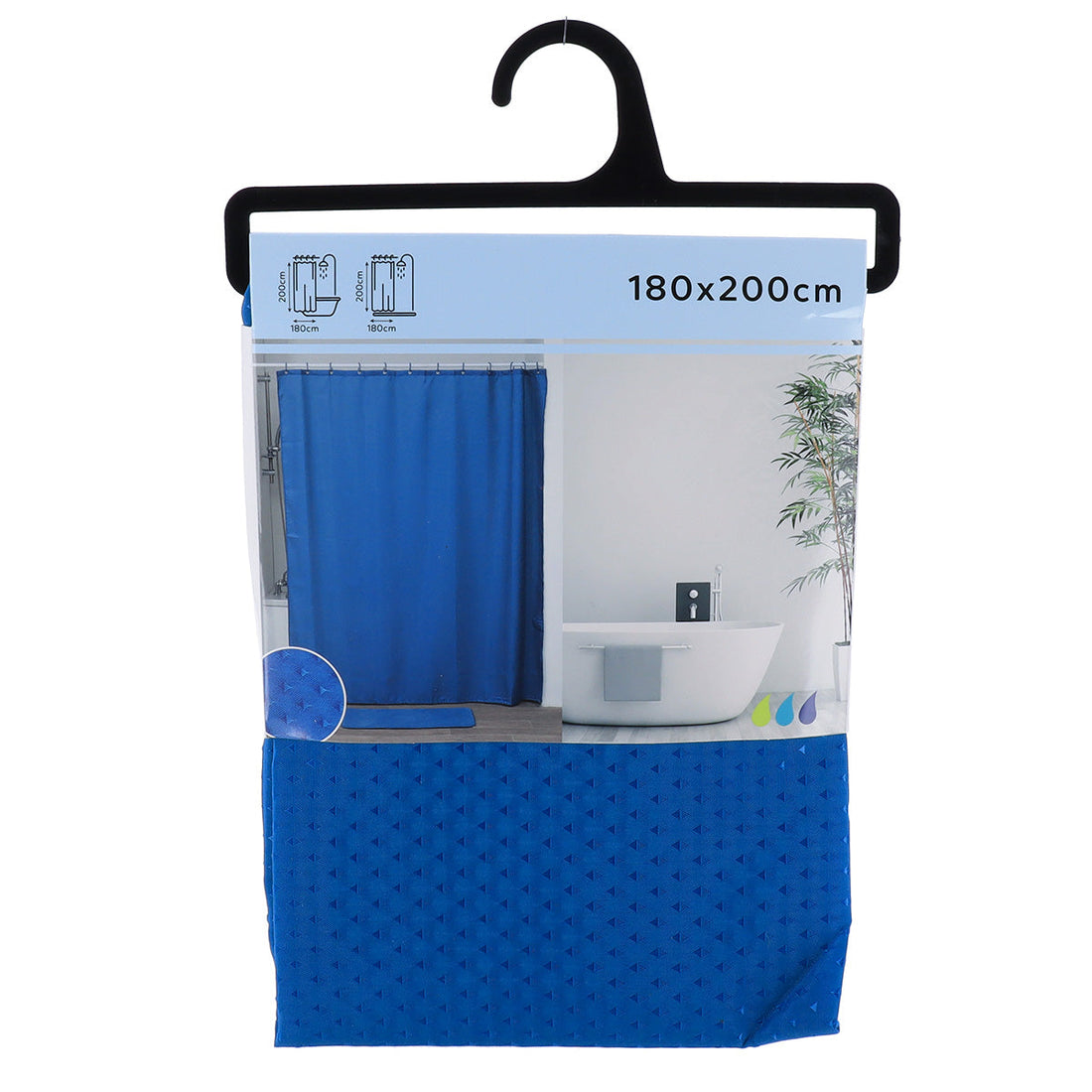 Perdea Duș Poliester Design Diamant 180x200 Cm - Albastru Păun