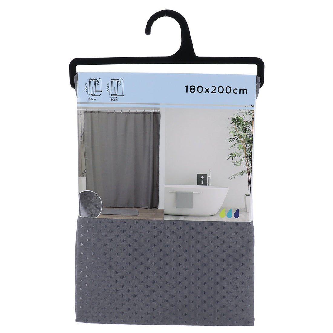 Perdea Duș Poliester Design Diamant 180x200 Cm - Gri