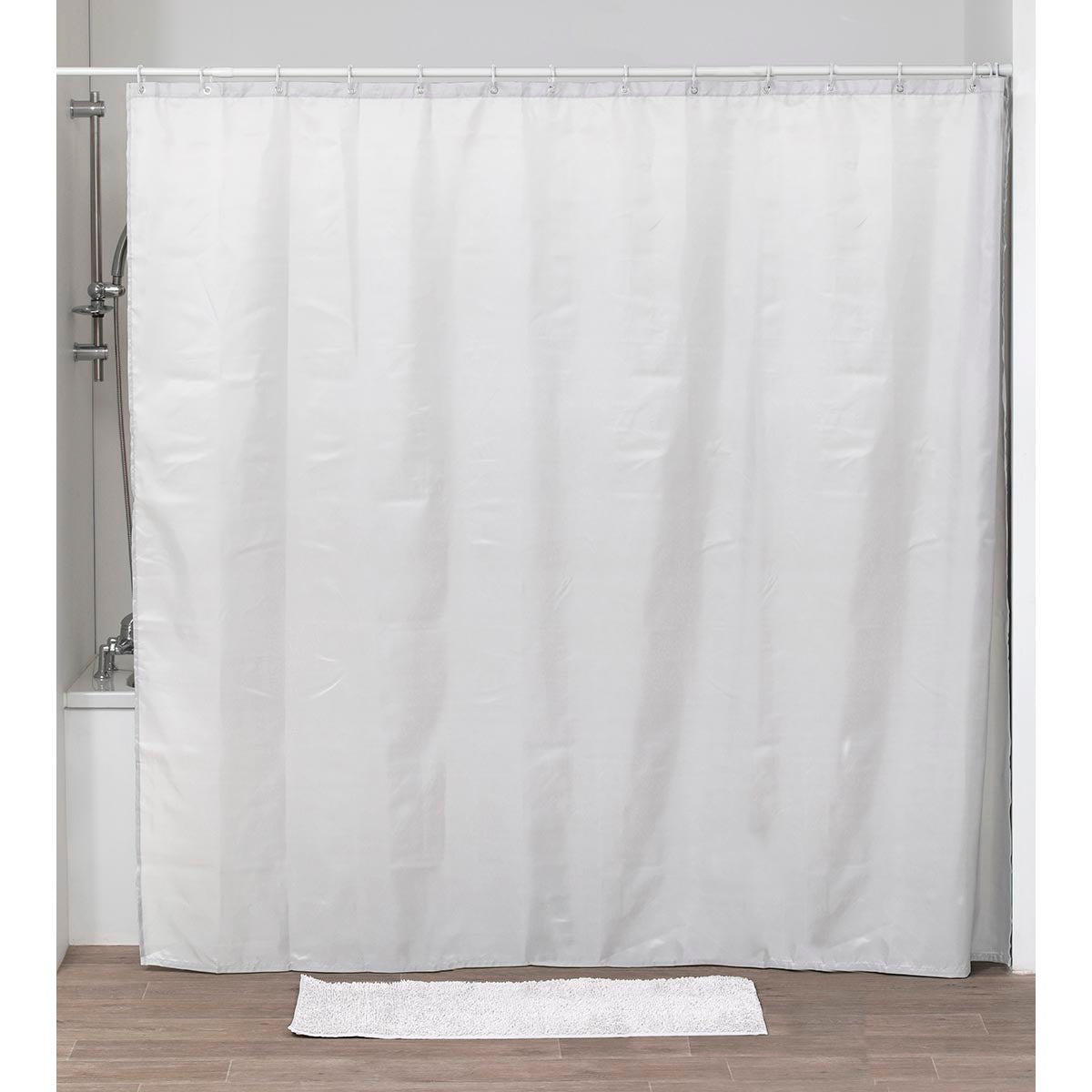 Perdea Duș Poliester 240x200 Cm + 16 Inele PP Perdea - Albă