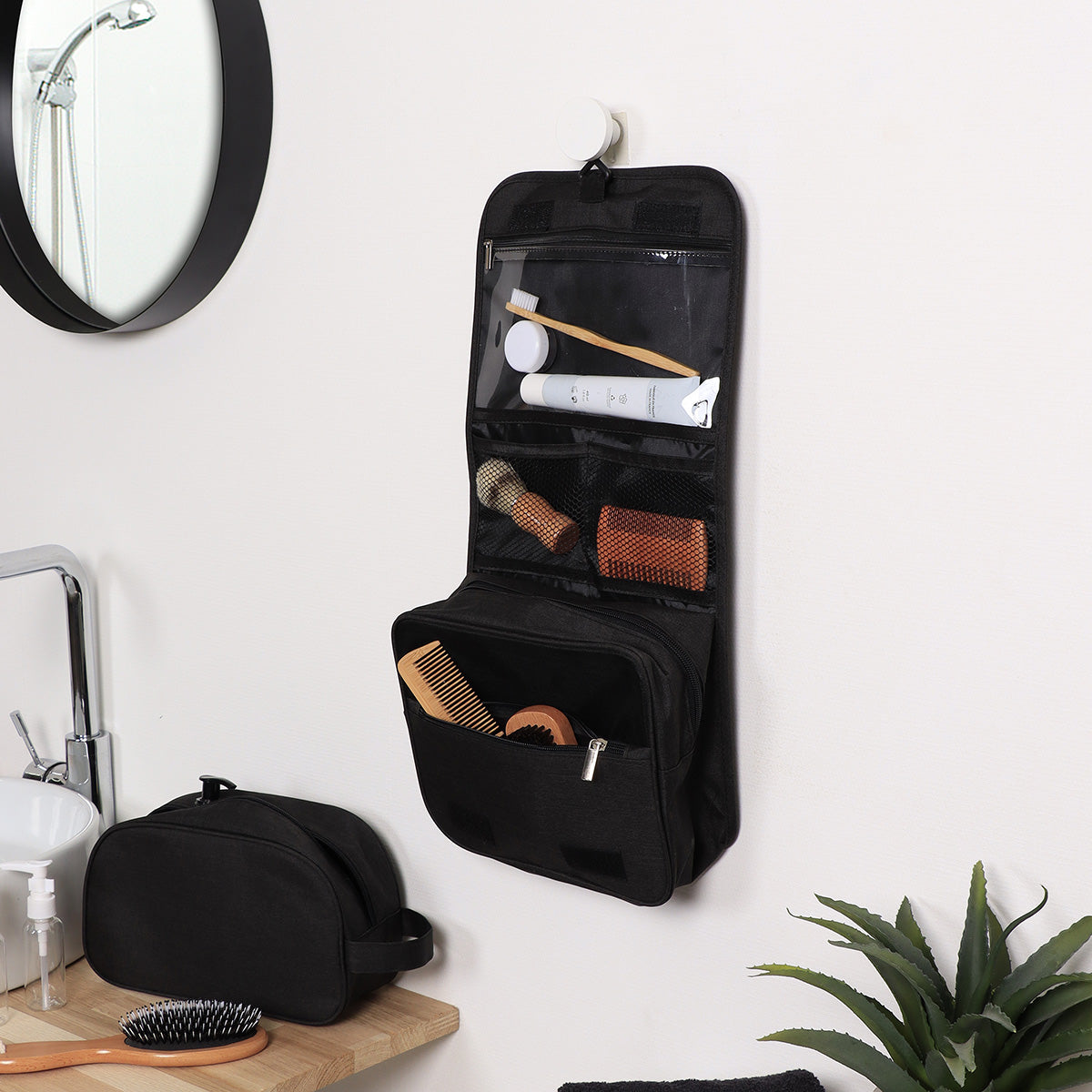 Geantă pentru Agățat cu Clapetă și Închidere cu Velcro Imprimat - Heather Black