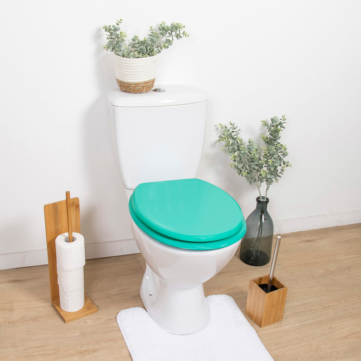 Capac de Toaletă cu Balamale din Plastic - Verde Caraibian