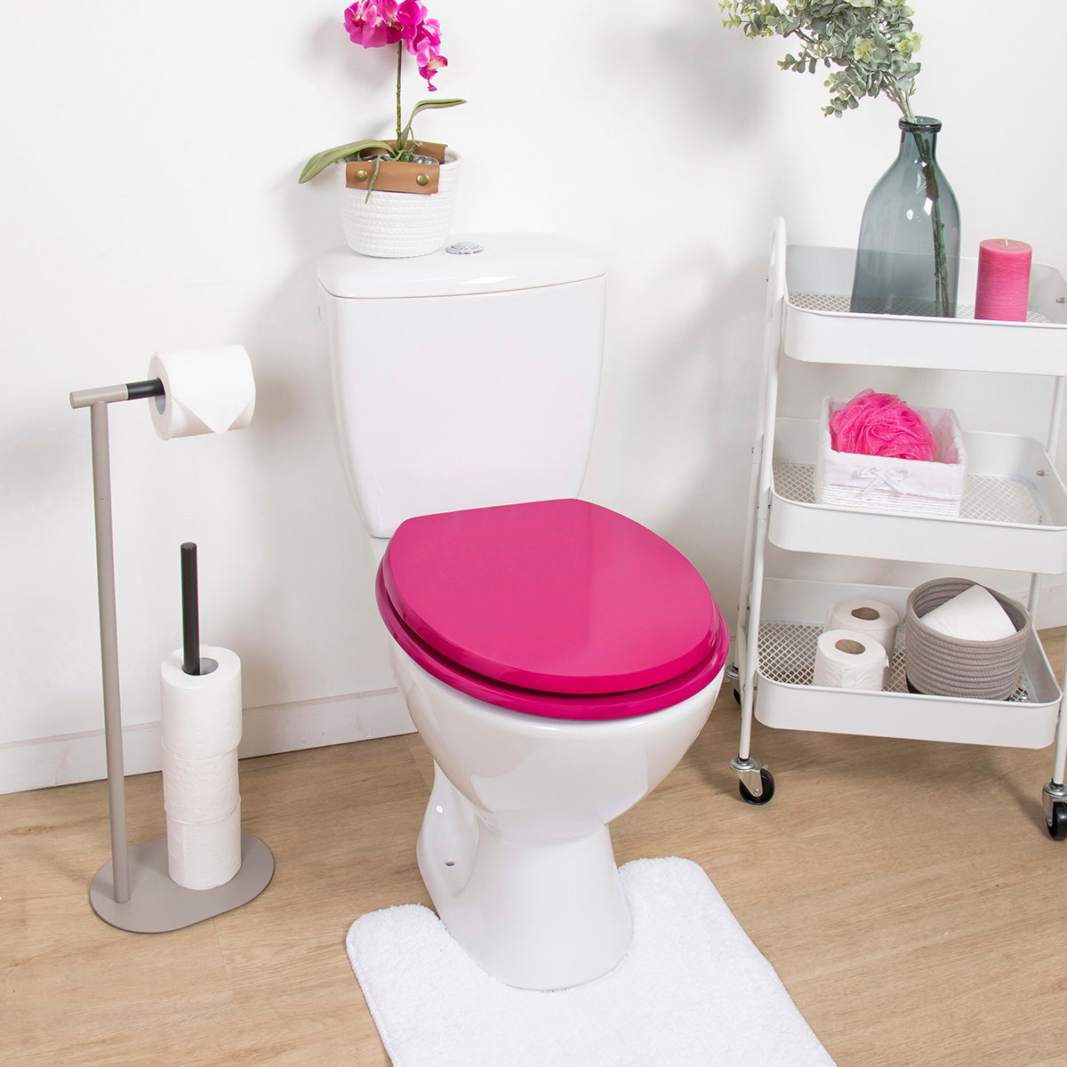 Capac de Toaletă cu Balamale din Plastic - Fuchsia