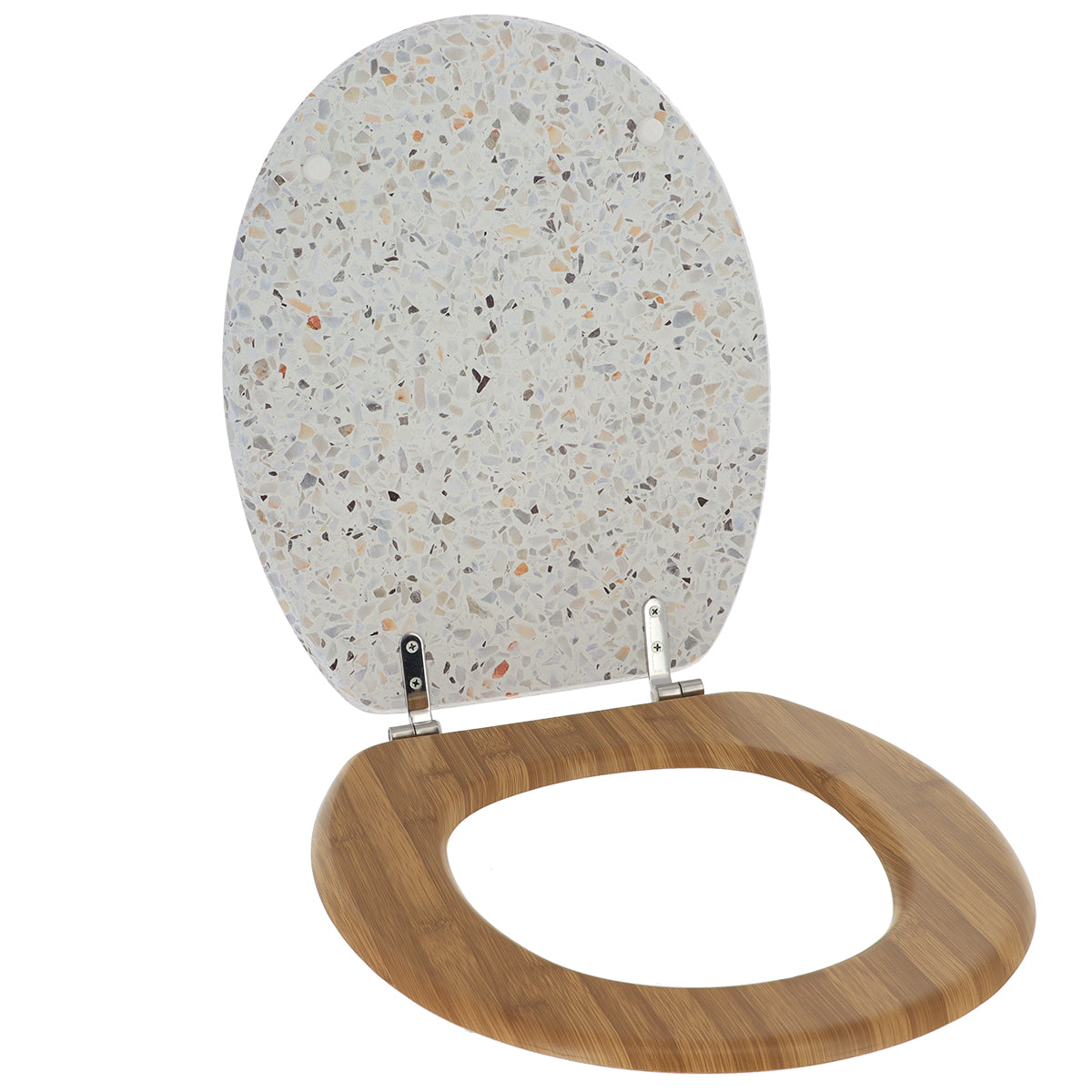 Capac de Toaletă cu Balamale din Oțel Inoxidabil - Terrazzo