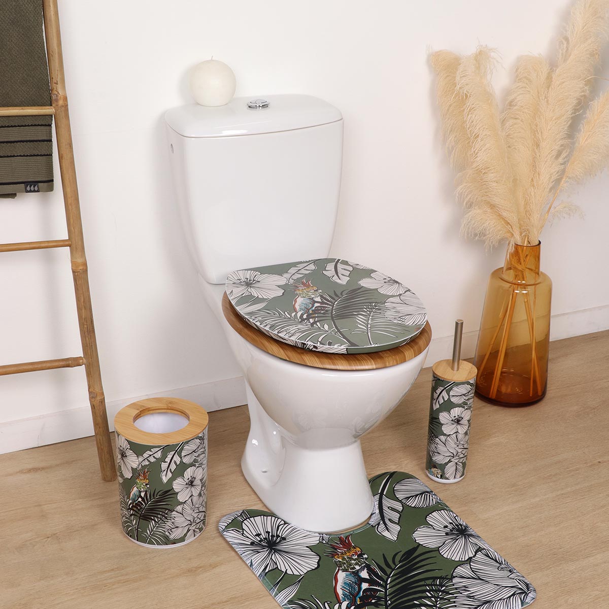 Capac De Toaletă MDF 18 Inch Cu Balamale Din Oțel Inoxidabil - Khaki Jungle Fever