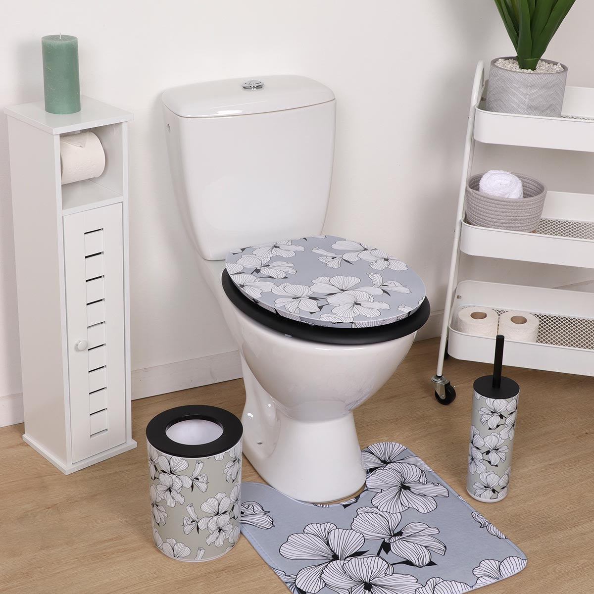 Capac De Toaletă MDF 18 Inch Cu Balamale Din Oțel Inoxidabil - Grey Écrin
