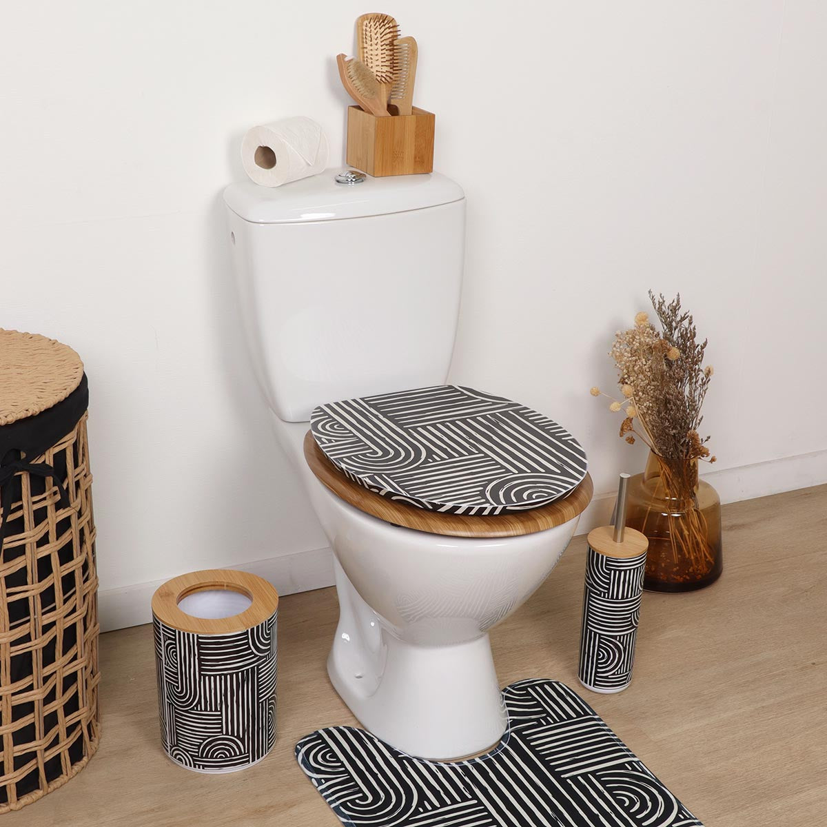 Capac De Toaletă MDF 18 Inch Cu Balamale Din Oțel Inoxidabil - Ethnic Vibes