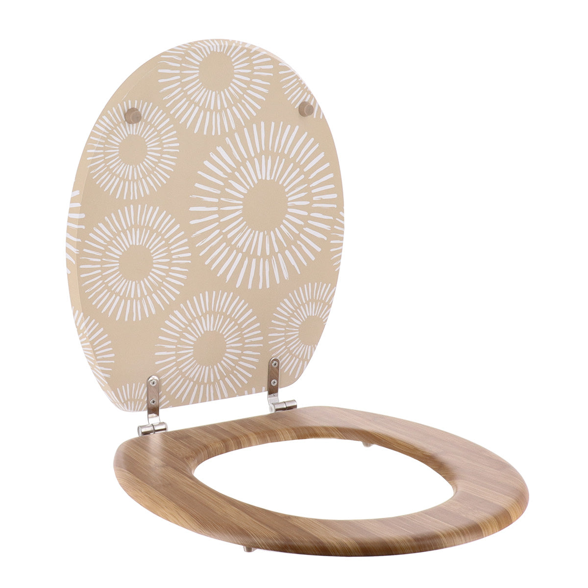 Capac De Toaletă MDF 18 Inch Cu Balamale Din Oțel Inoxidabil - Ethnic Spirals