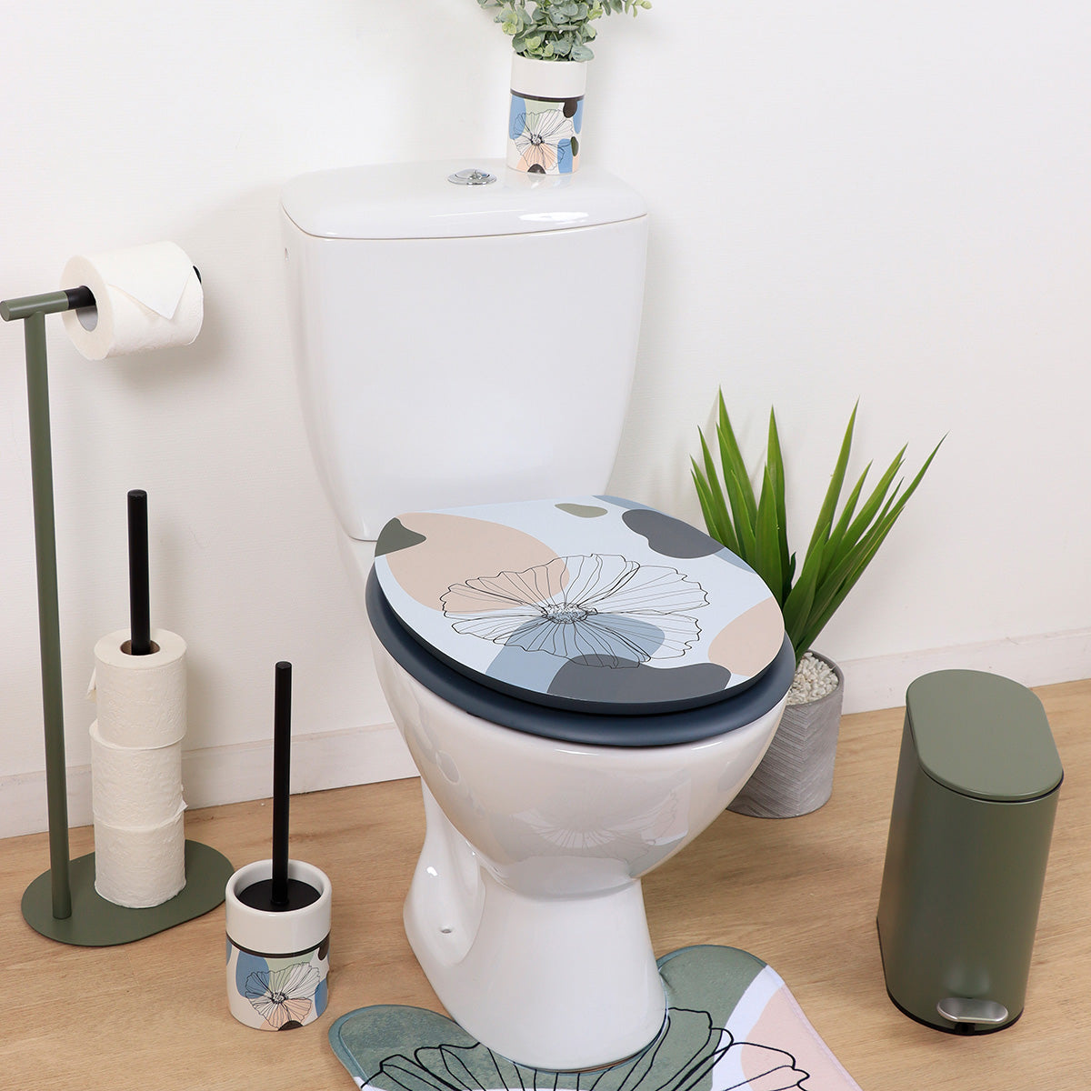 Capac De Toaletă MDF 18 Inch Cu Balamale Din Plastic - Flower