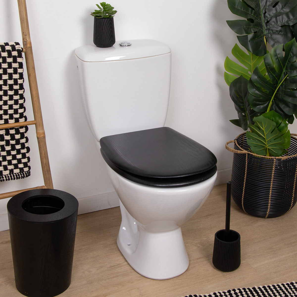 Capac de Toaletă cu Balamale din Oțel Inoxidabil - Negru Panelling
