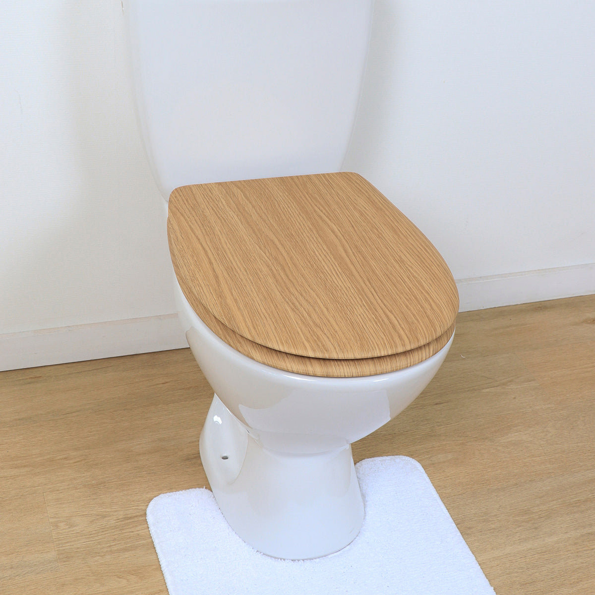 Capac de Toaletă cu Balamale din Oțel Inoxidabil - Oak Effect