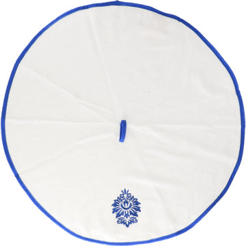 Prosop mâini brodat Villa 60cm catifea/frotir - Albastru/Alb