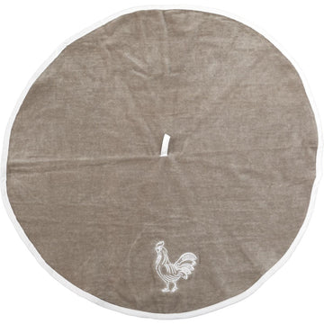 Prosop mâini brodat Chantecler 60cm catifea/frotir - Alb/Bej