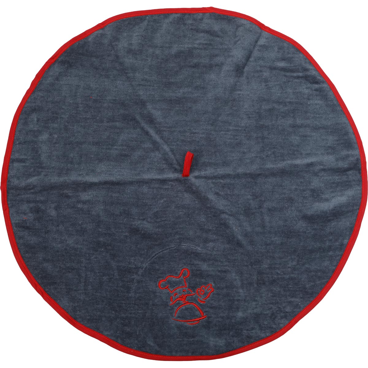 Prosop mâini brodat Auguste 60cm catifea/frotir - Roșu/Antracit