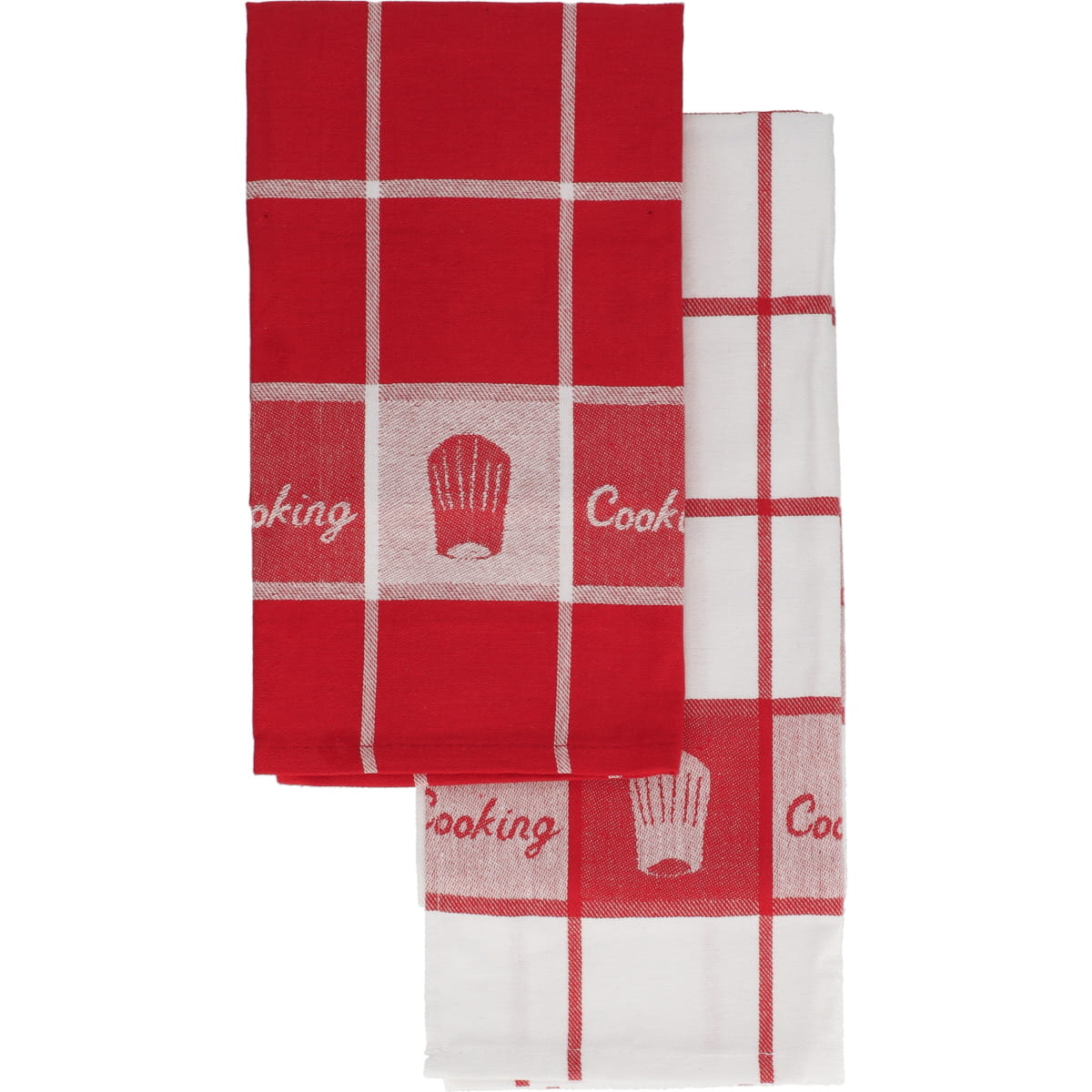 Set 2 prosoape bucătărie Cooking 50x70cm bumbac - Alb/Roșu