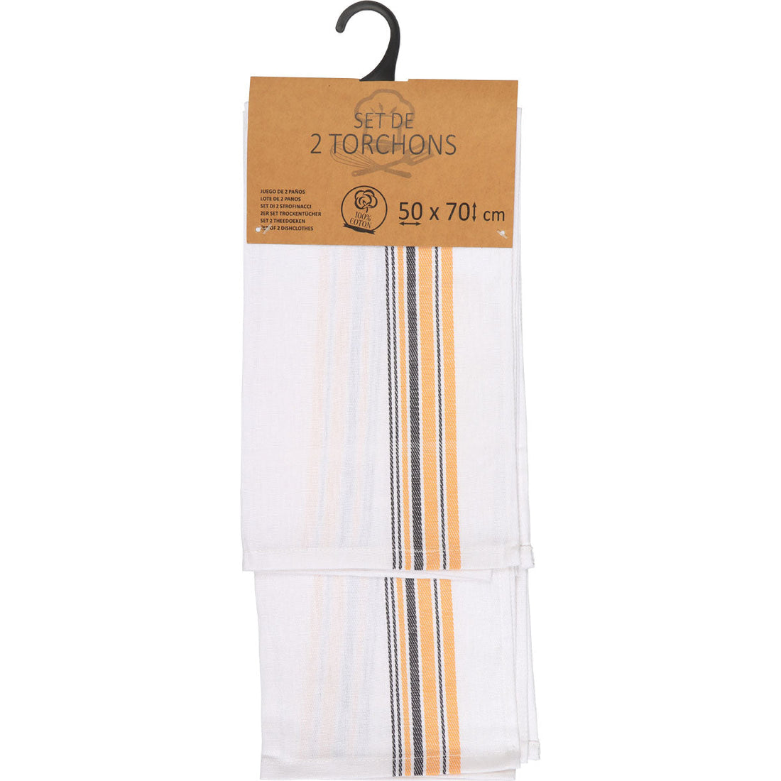 Set 2 prosoape bucătărie Gaston 50x70cm bumbac - Galben