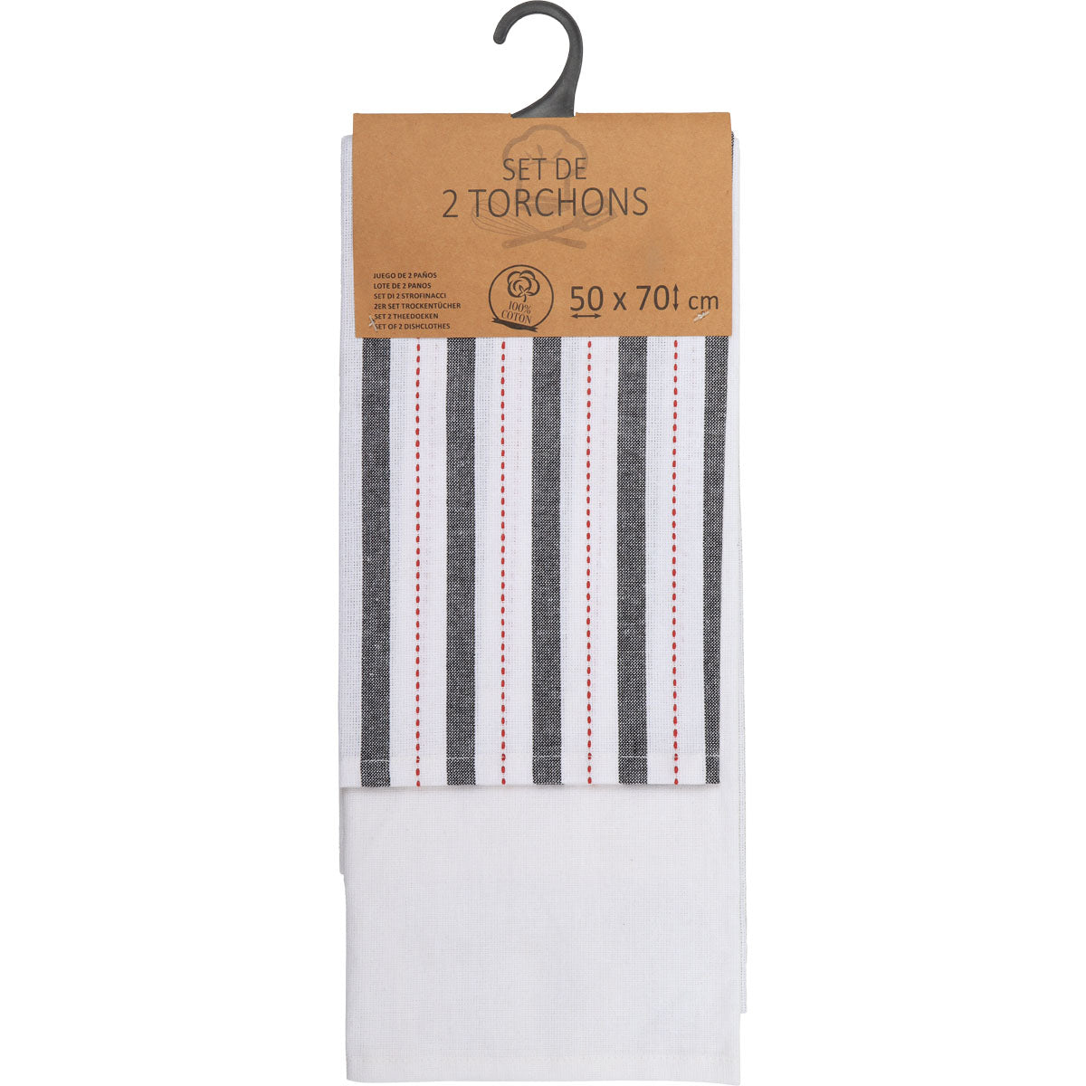 Set 2 prosoape bucătărie Charlize 50x70cm bumbac - Negru