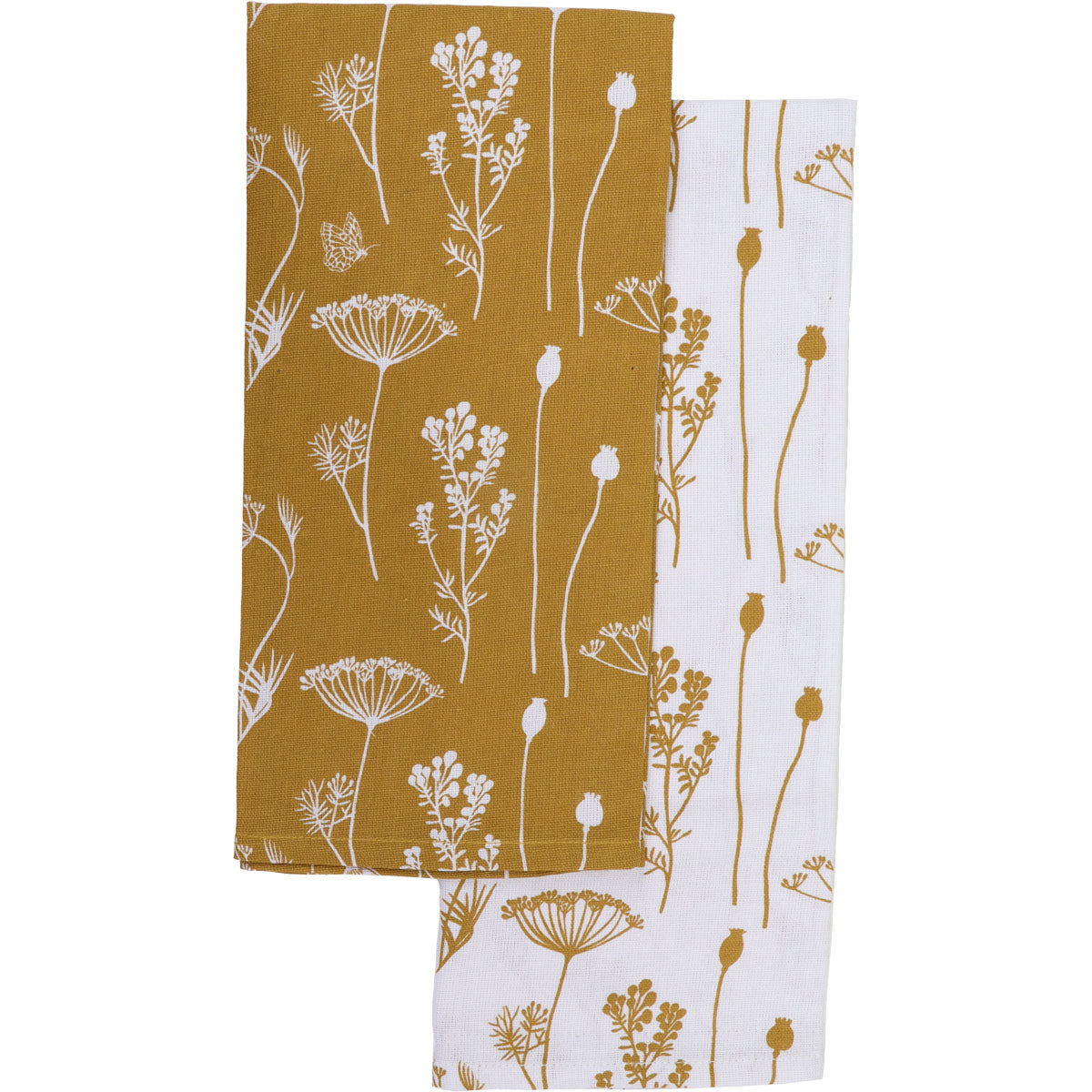 Set 2 prosoape bucătărie Capucine 50x70cm bumbac - Galben Muștar