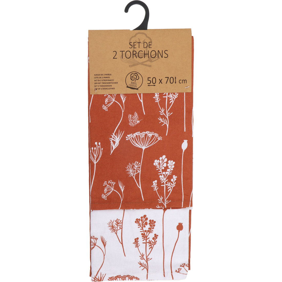 Set 2 prosoape bucătărie Capucine 50x70cm bumbac - Orange