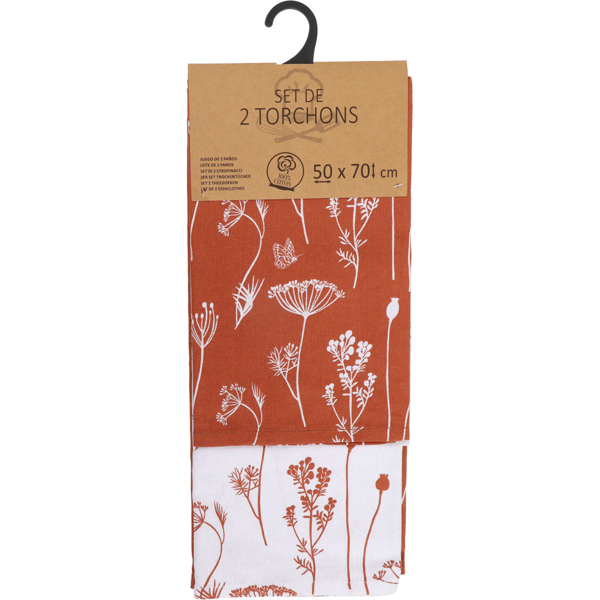 Set 2 prosoape bucătărie Capucine 50x70cm bumbac - Orange