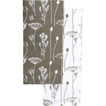 Set 2 prosoape bucătărie Capucine 50x70cm bumbac - Kaki Verde