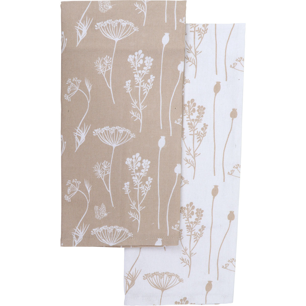 Set 2 prosoape bucătărie Capucine 50x70cm bumbac - Maro Cenușiu