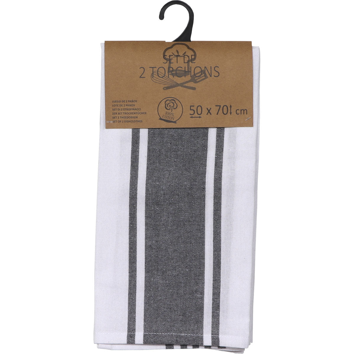 Set 2 prosoape bucătărie Lena 50x70cm bumbac/poliester - Negru