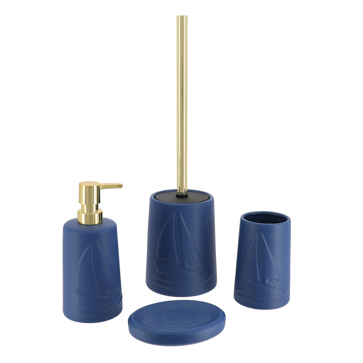 Pahar Rotund din Ceramică Decorat cu Motiv Nautic - Navy Blue