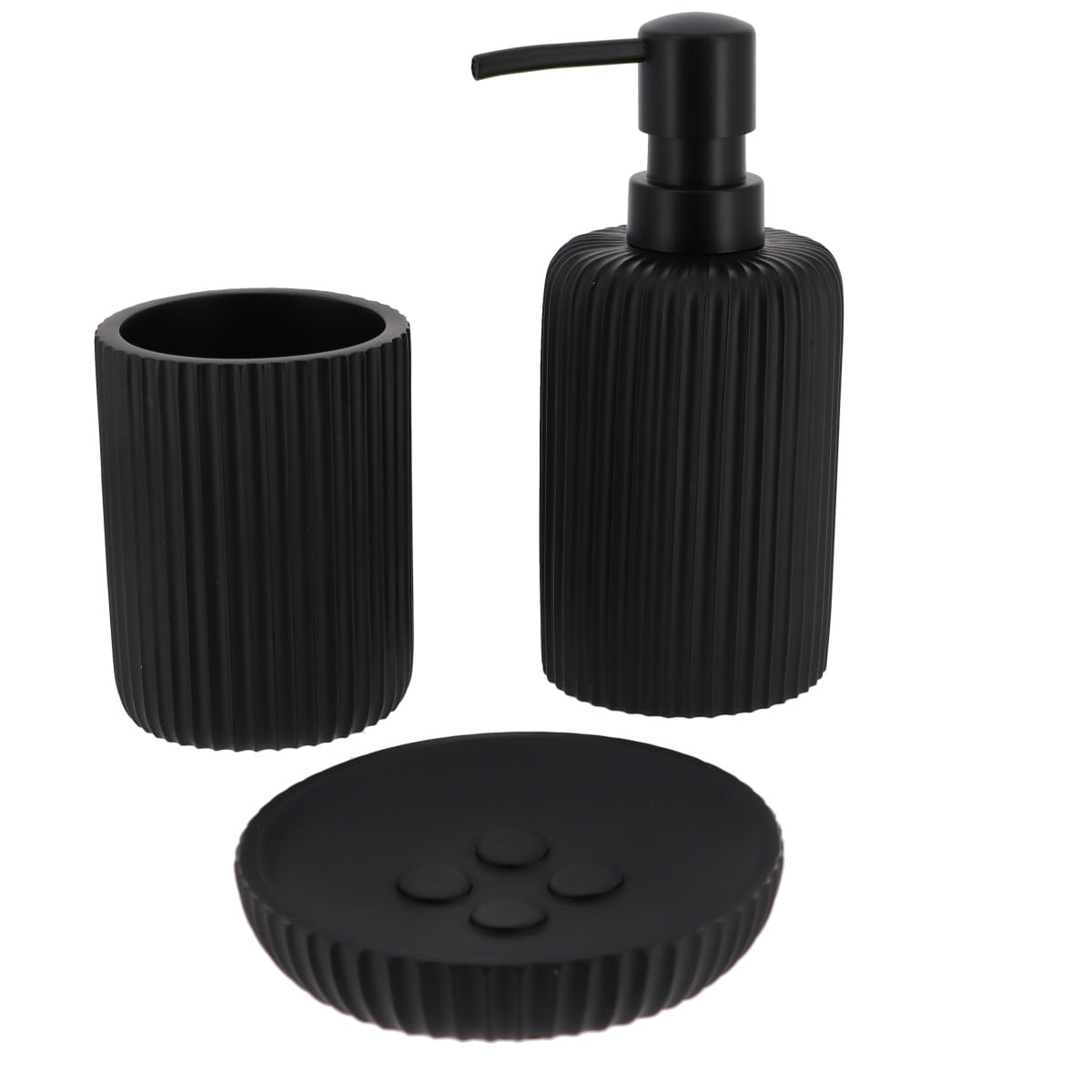 Dispenser Săpun din Polirășină cu Dungi 230 ml - Negru