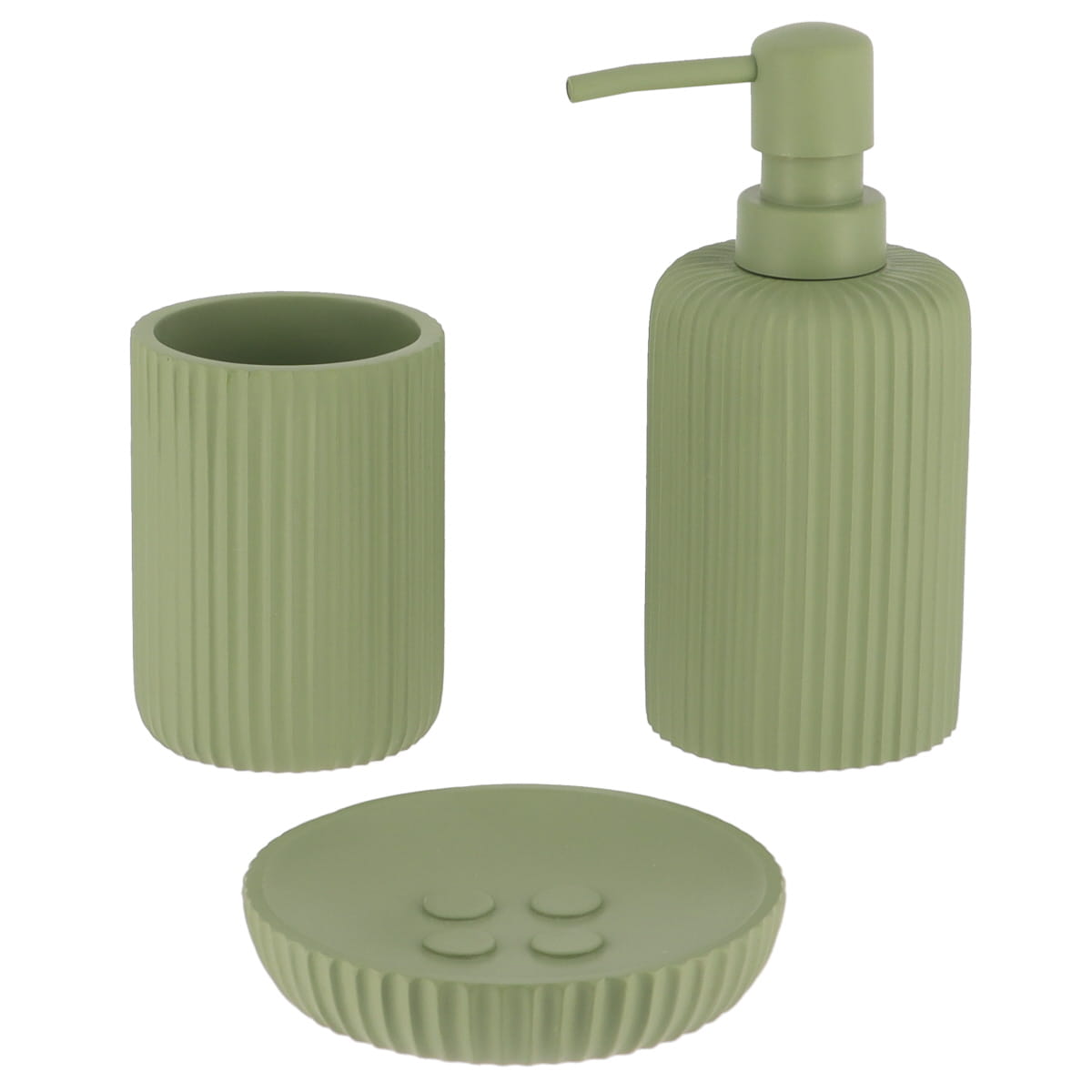 Dispenser Săpun din Polirășină cu Dungi 230 ml - Khaki