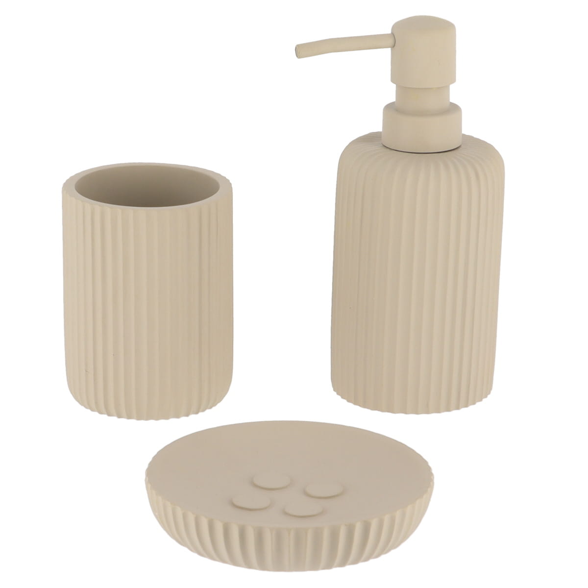 Dispenser Săpun din Polirășină cu Dungi 230 ml - Taupe
