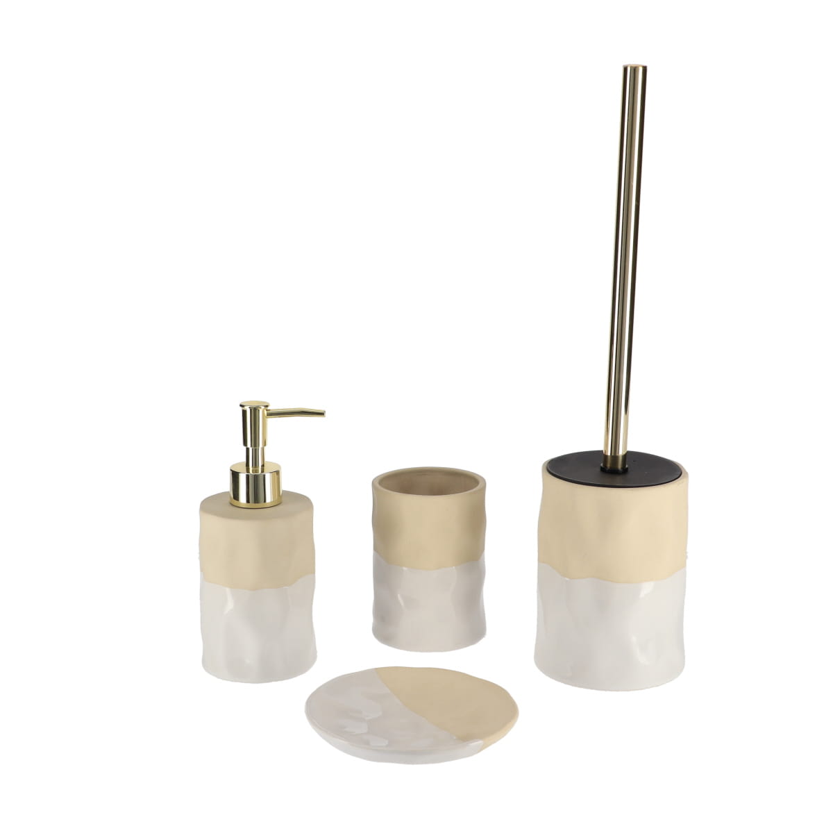 Dozator de Săpun Bicolor din Ceramică 310 ml - Alb/Bej