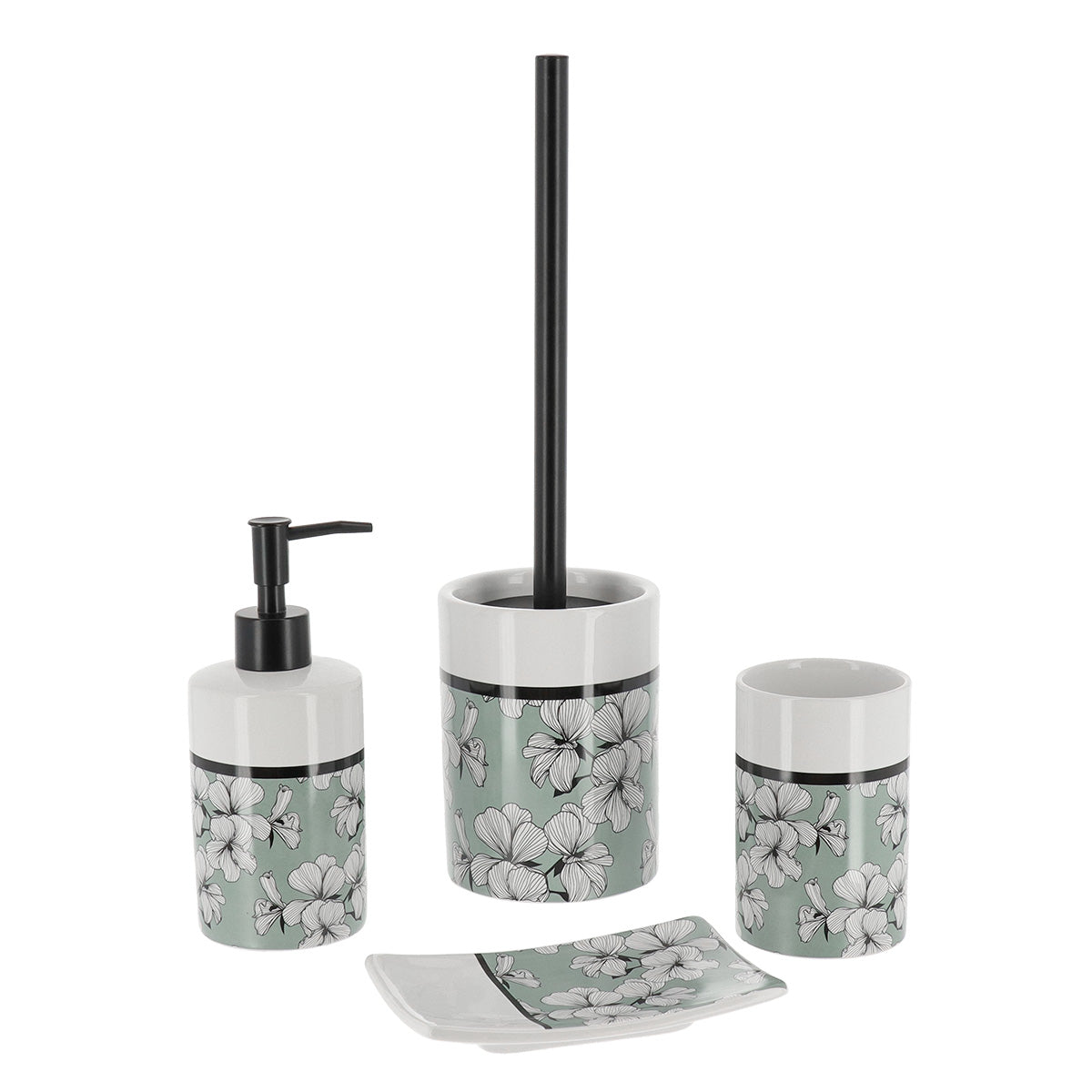 Dozator De Săpun Rotund Și Imprimat Din Dolomit 320 Ml - Green Ecrin