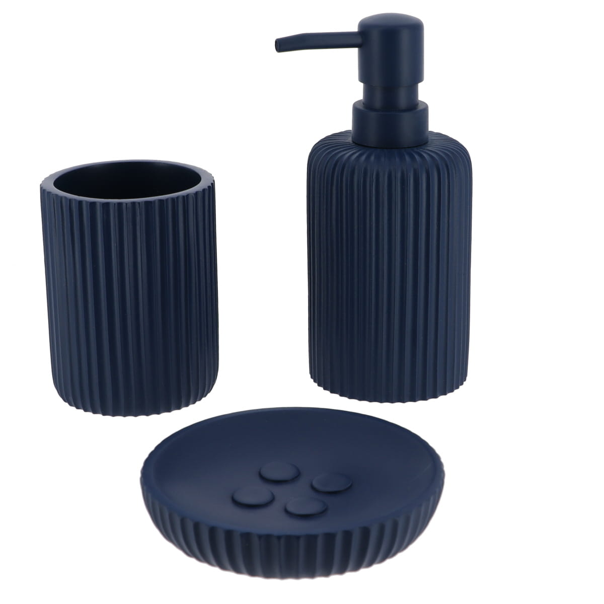 Savonieră Rotundă din Polirășină cu Dungi - Navy Blue