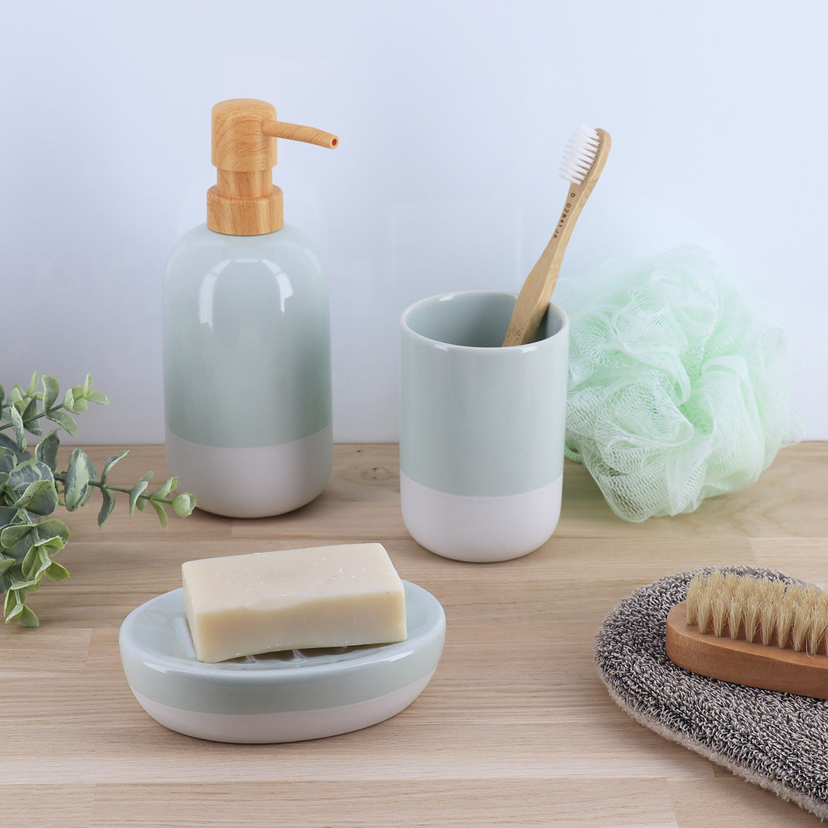 Farfurie Pentru Săpun Bicolor din Ceramică - Verde pastel