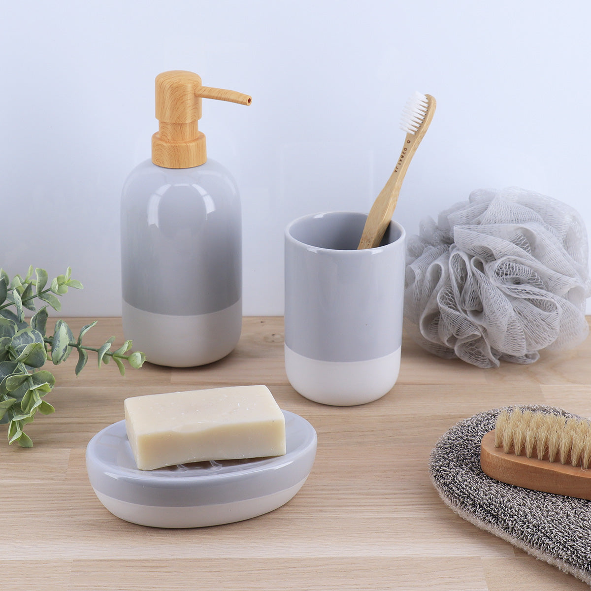 Farfurie Pentru Săpun Bicolor din Ceramică - Gri Transparent