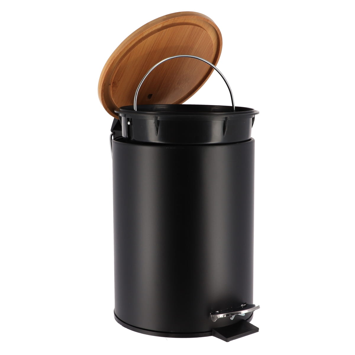 Coș De Gunoi Metalic Cu Închidere Lentă 3L - Negru/Bambus