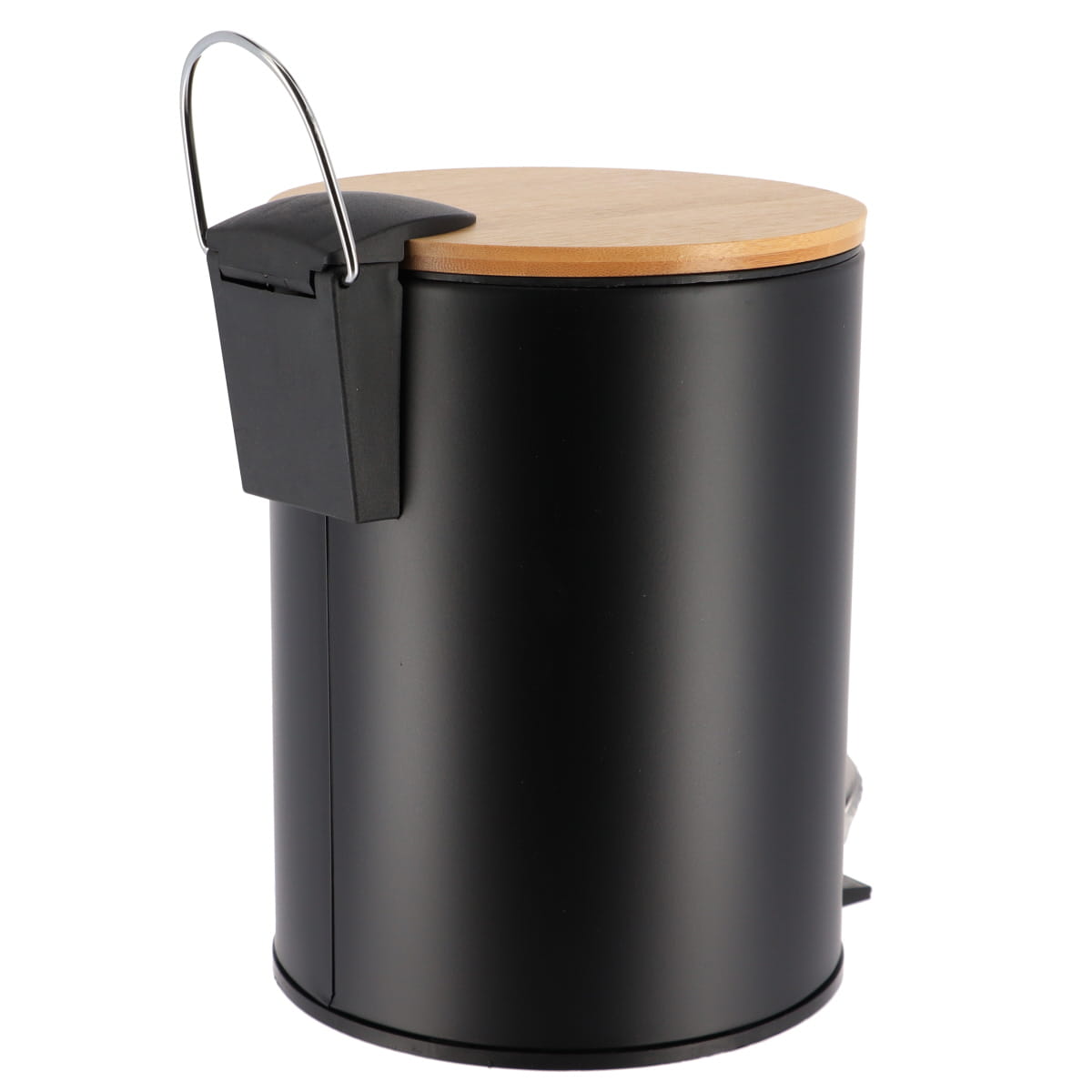Coș De Gunoi Metalic Cu Închidere Lentă 3L - Negru/Bambus