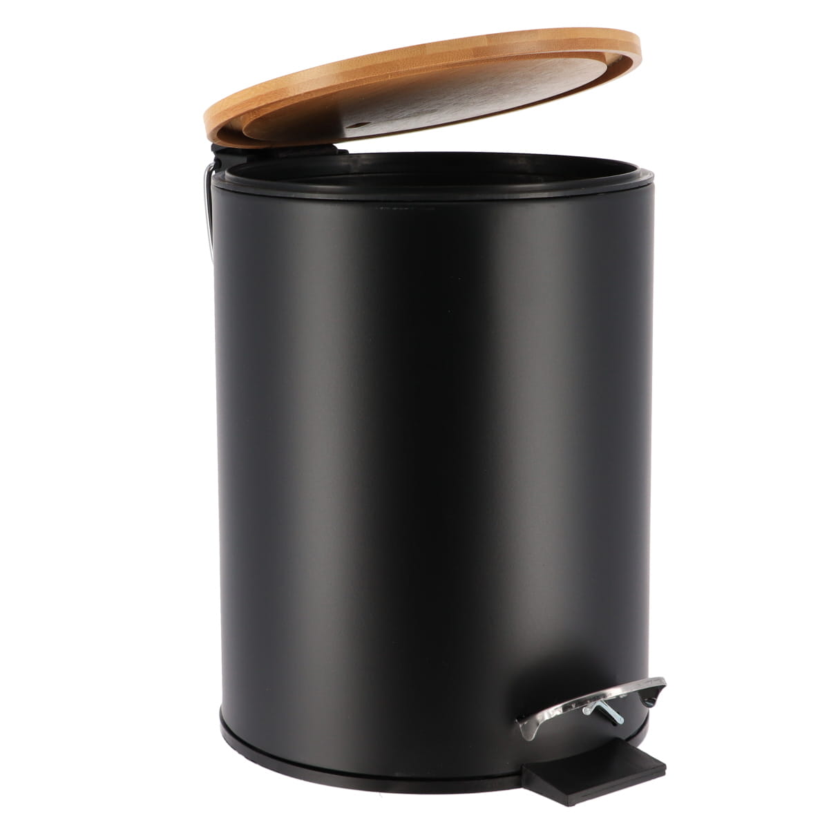 Coș De Gunoi Metalic Cu Închidere Lentă 3L - Negru/Bambus